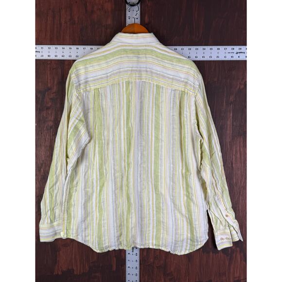 Tommy Bahamas Multi Striped Pattern Button Up Linen Blend Vacation Shirt Large - Picture 9 of 9